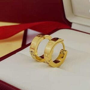 Gold Designer-Inspired Love earrings. 18kt gold plated stainless steel 1.5 cm